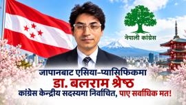 जापानबाट एसिया–प्यासिफिकमा डा. बलराम श्रेष्ठ कांग्रेस केन्द्रीय सदस्यमा निर्वाचित, पाए सर्वाधिक मत!